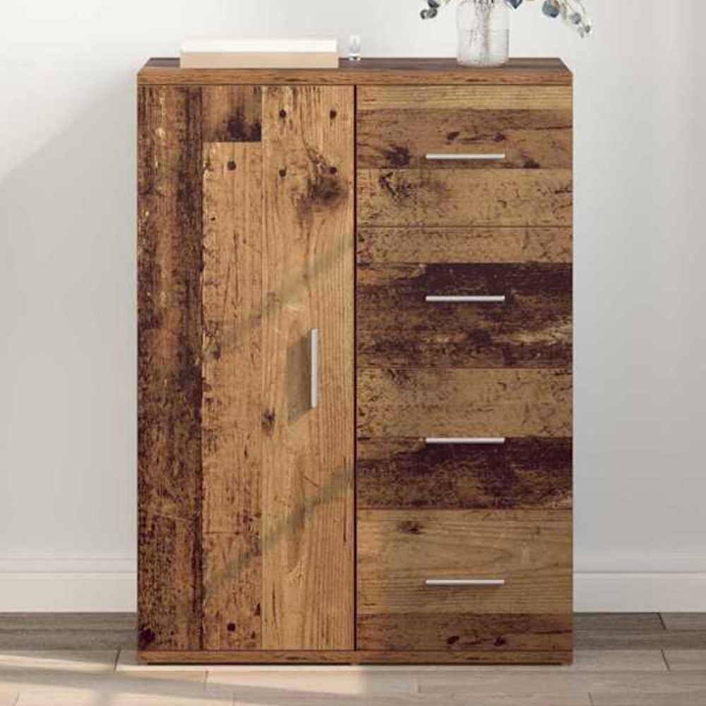 vidaXL Single Door 4 Drawer Dark Brown Sideboard Image 1