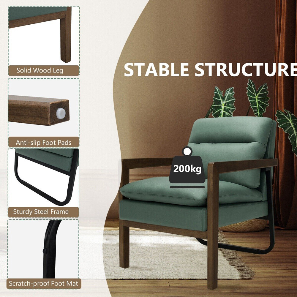 Costway Green Leather Accent Chair Image 6