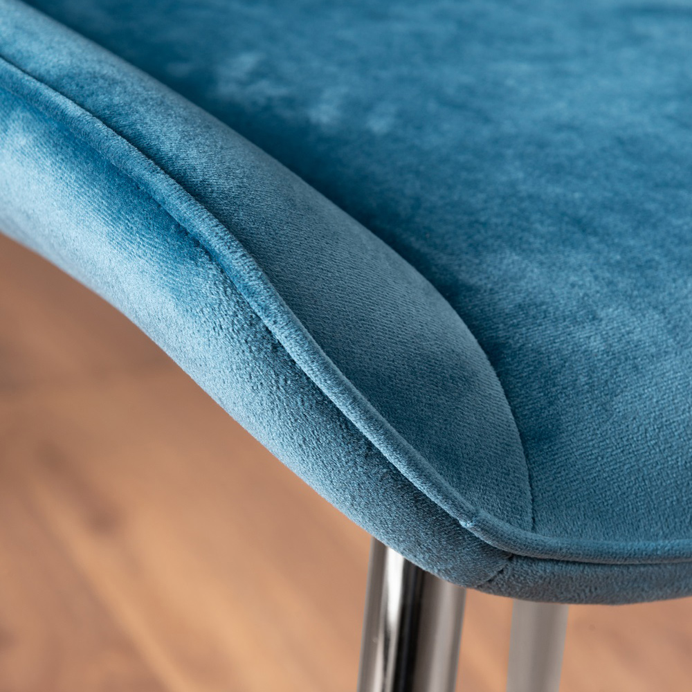 Furniturebox Elissa Cesano Marble Effect 2 Seater Round Dining Set White Blue and Chrome Image 7