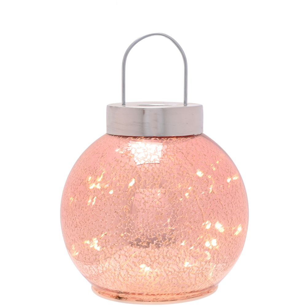The Seasonal Gift Co. Blush Pink LED Fairy Light Crackle Mercury Glass Bauble 16cm Image 3