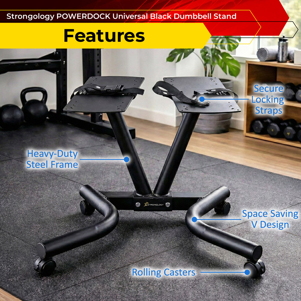 Strongology Universal Steel Adjustable Dumbbell Floor Stand Image 3