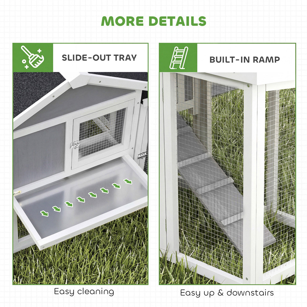 PawHut Wooden Chicken Coop with Nesting Box Run Image 7