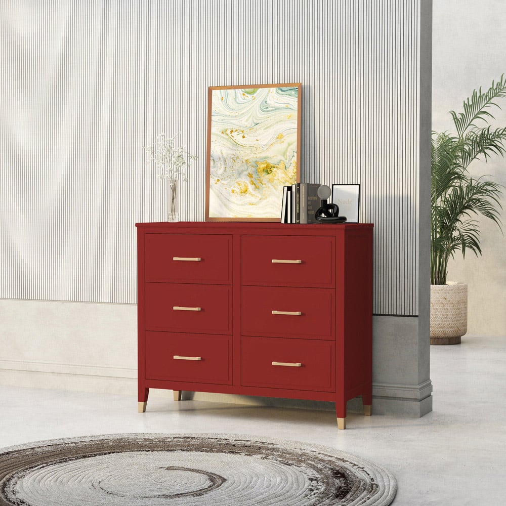 Palazzi 6 Drawer Red Chest of Drawers Image 8