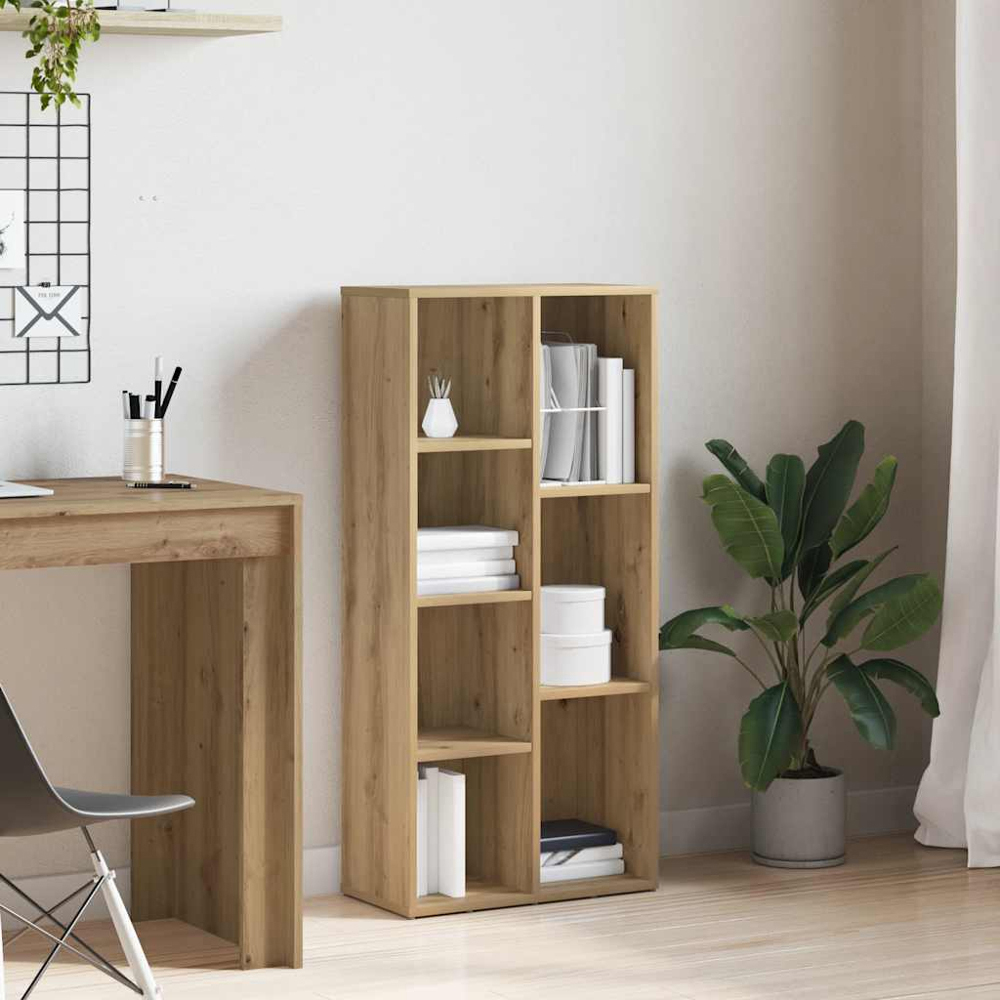 vidaXL 7 Shelf Artisanal Oak Bookcase Image 9