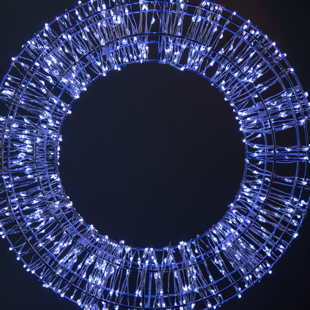 Samuel Alexander 720 White LED Light-Up Twinkling Silver Wreath with Metal Stand 45cm Image 6