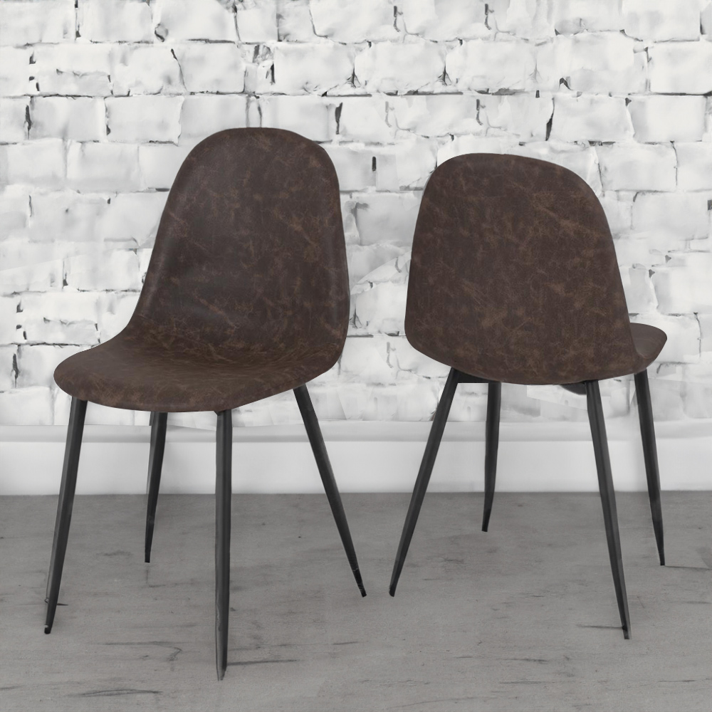 Seconique Athens Set of 2 Brown PU Leather Dining Chair Image 1