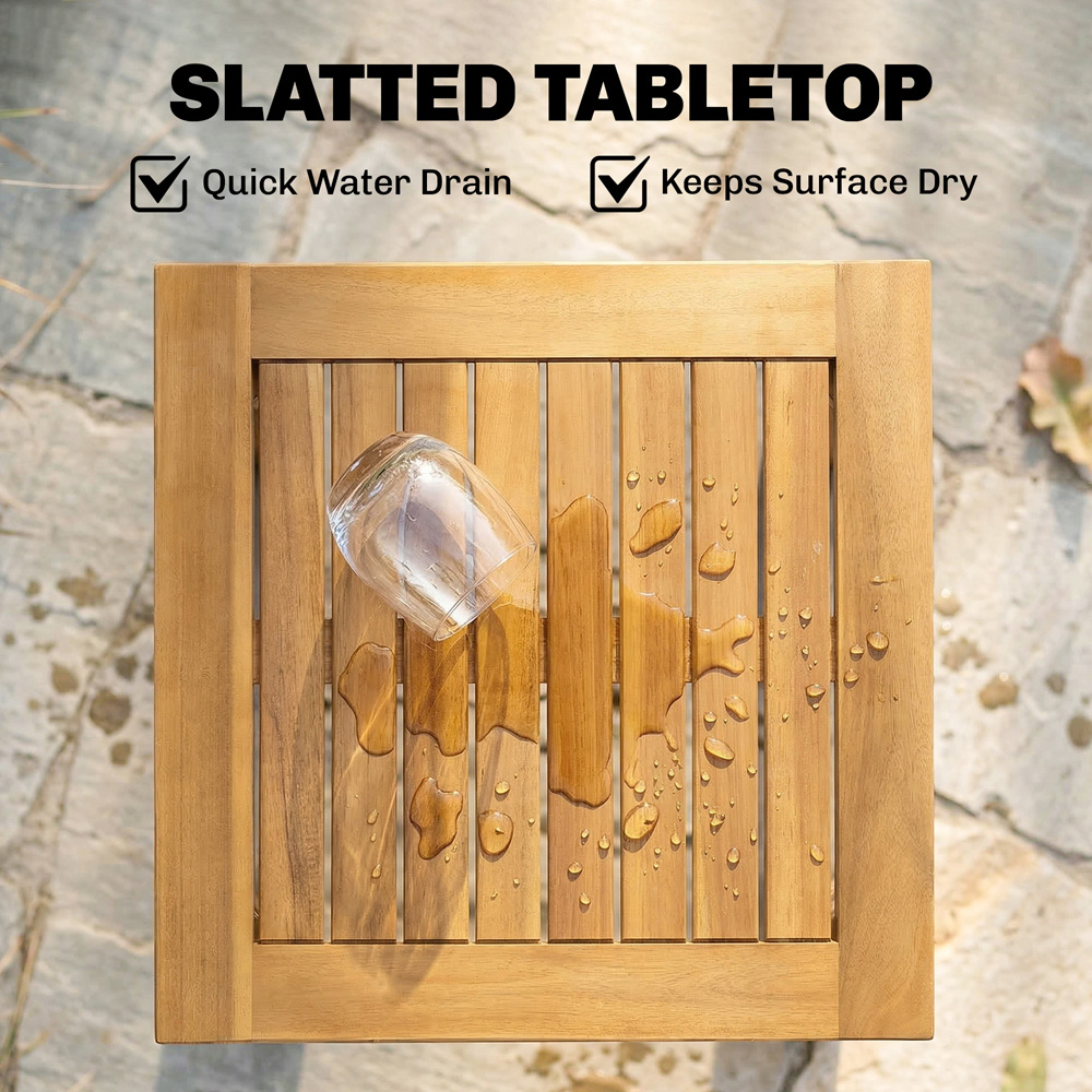 Outsunny Natural Wood Square Outdoor Coffee Table Image 6