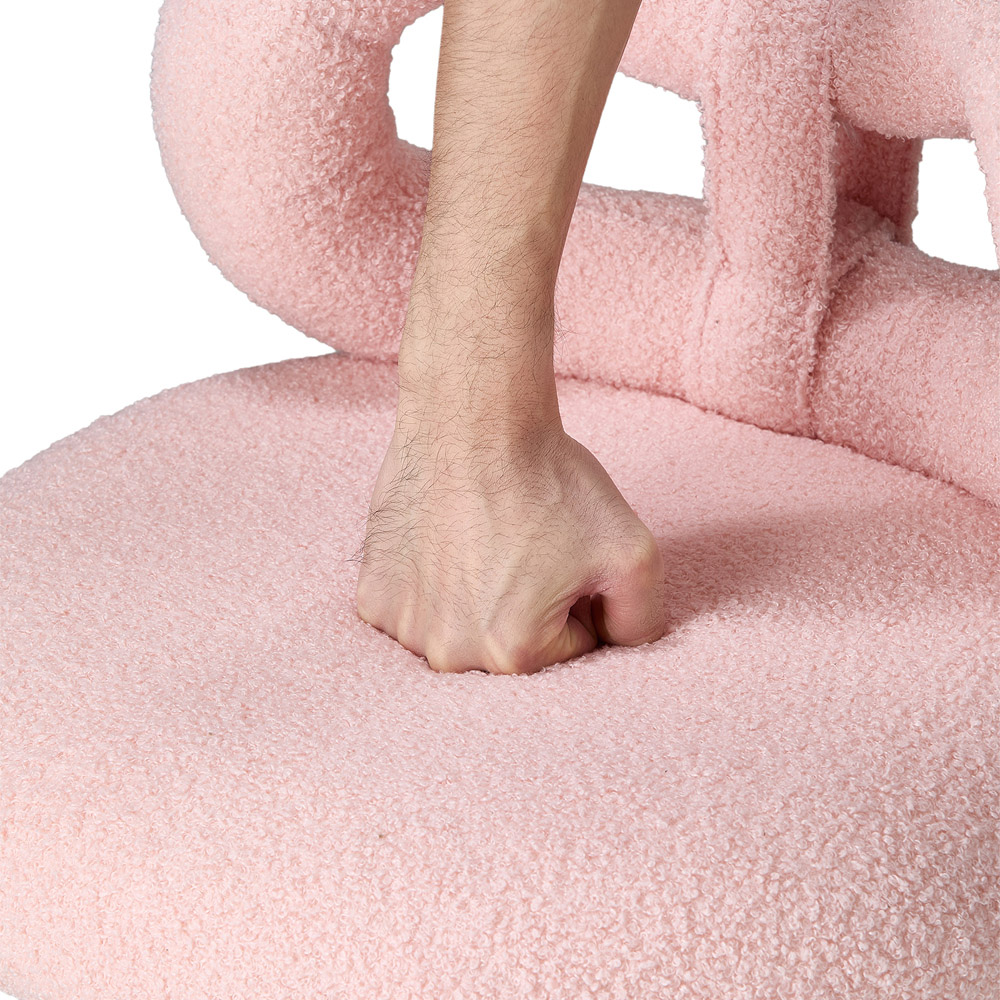 Living and Home Pink Teddy Fleece Bow Back Vanity Chair Image 5