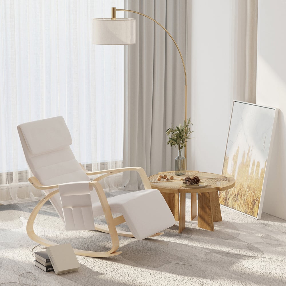 Portland Cream White Rocking Lounge Chair Image 8