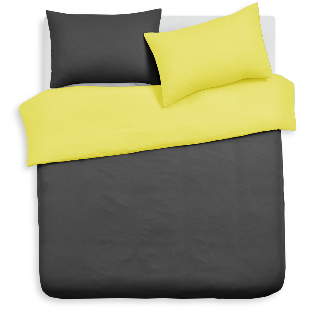 Velosso Double Yellow and Black Microfibre Reversible Duvet Cover Set Image 2