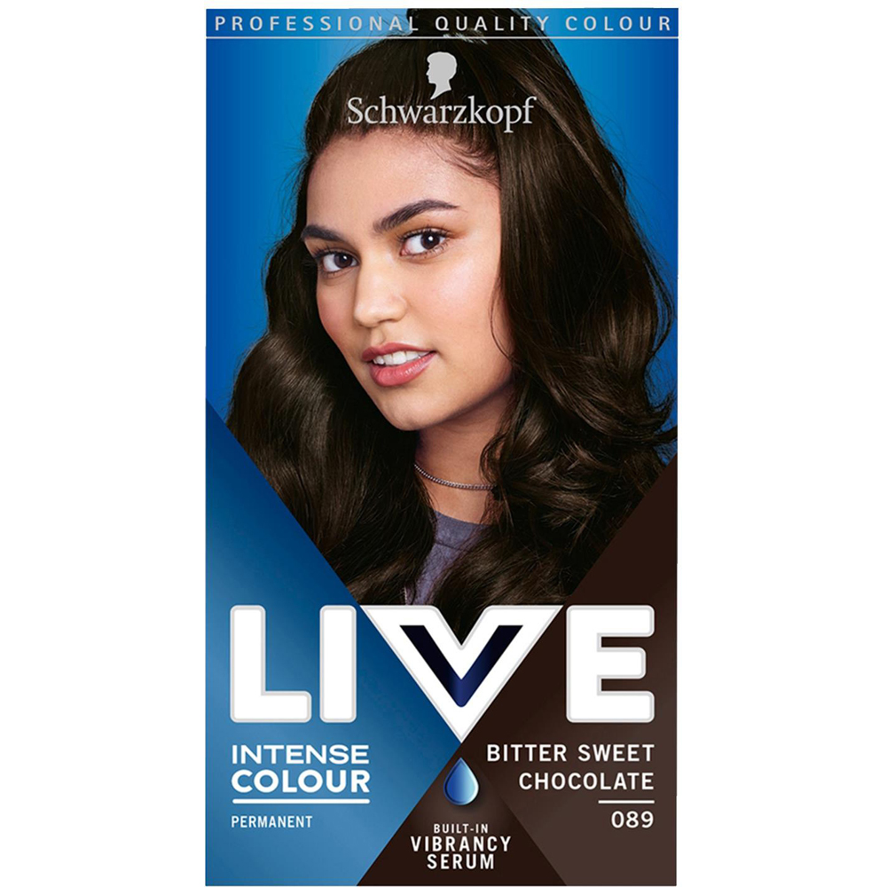 Schwarzkopf Live Intense Colour Bitter Sweet Chocolate Brown 089 Permanent Hair Dye 3 Pack Image 2