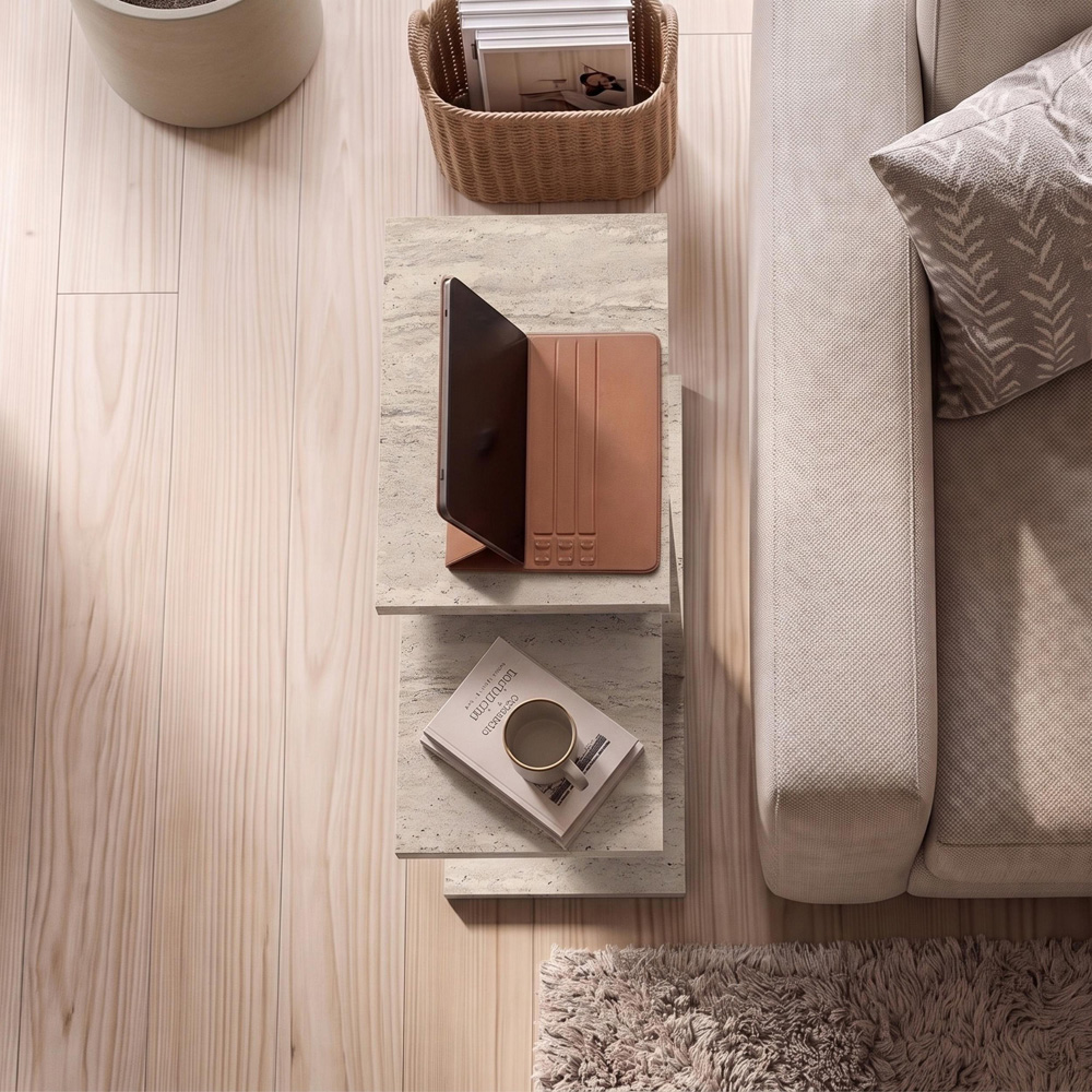 Decortie Nero Travertine Side Table Set of 2 Image 5