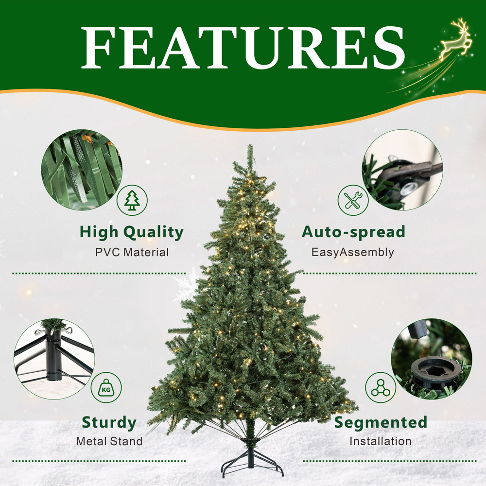 Abrihome 380 Warm White LED Pre-Lit Multi-Function Artificial Christmas Tree with 1132 Tips 7ft Image 4