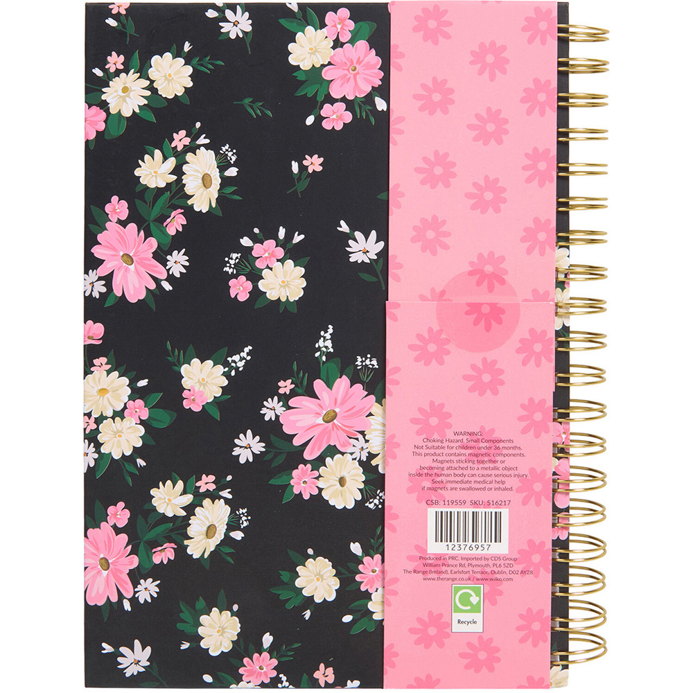 Black and Pink Floral B5 Notebook Set Image 2