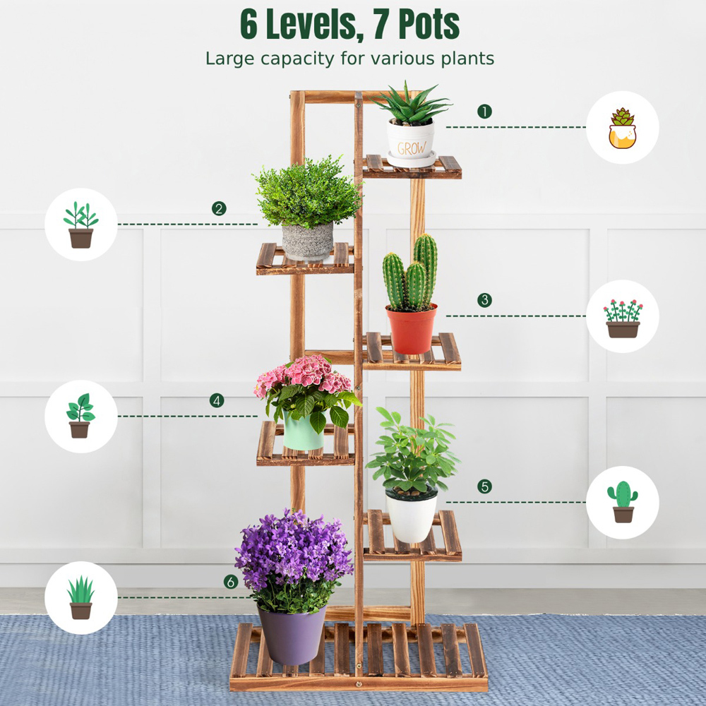 Costway 6 Tier Wooden Multifunctional Plant Stand Image 8