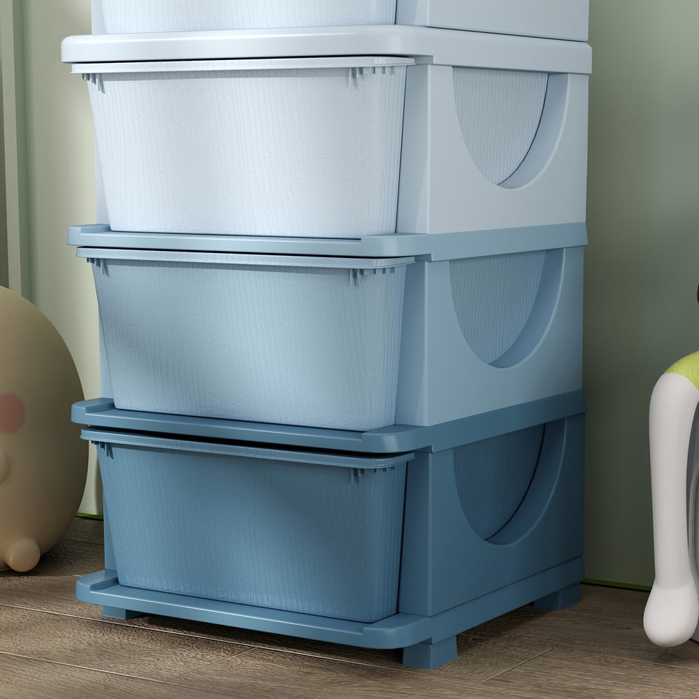 HOMCOM 4 Drawer Blue Kids Chest of Drawers Image 3