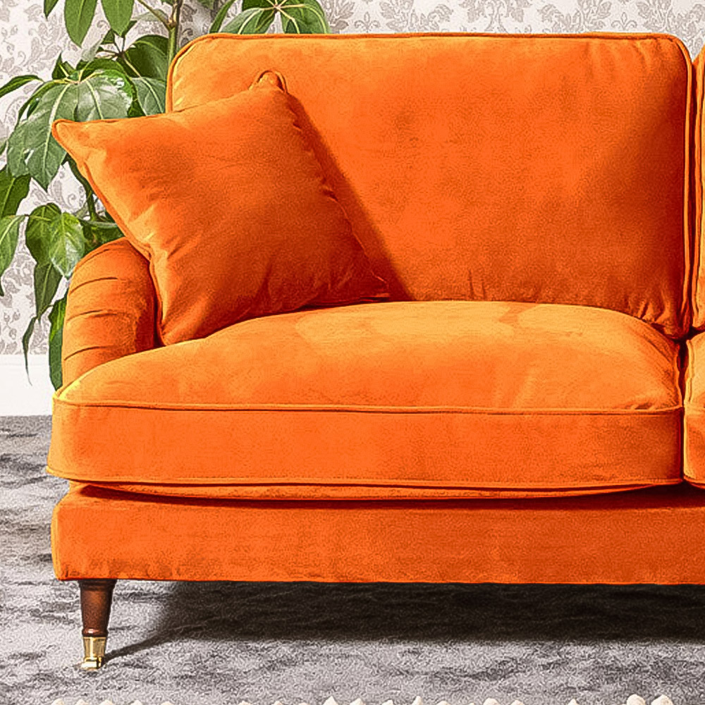 Mackenzie 2 Seater Orange Plush Velvet Sofa Image 2
