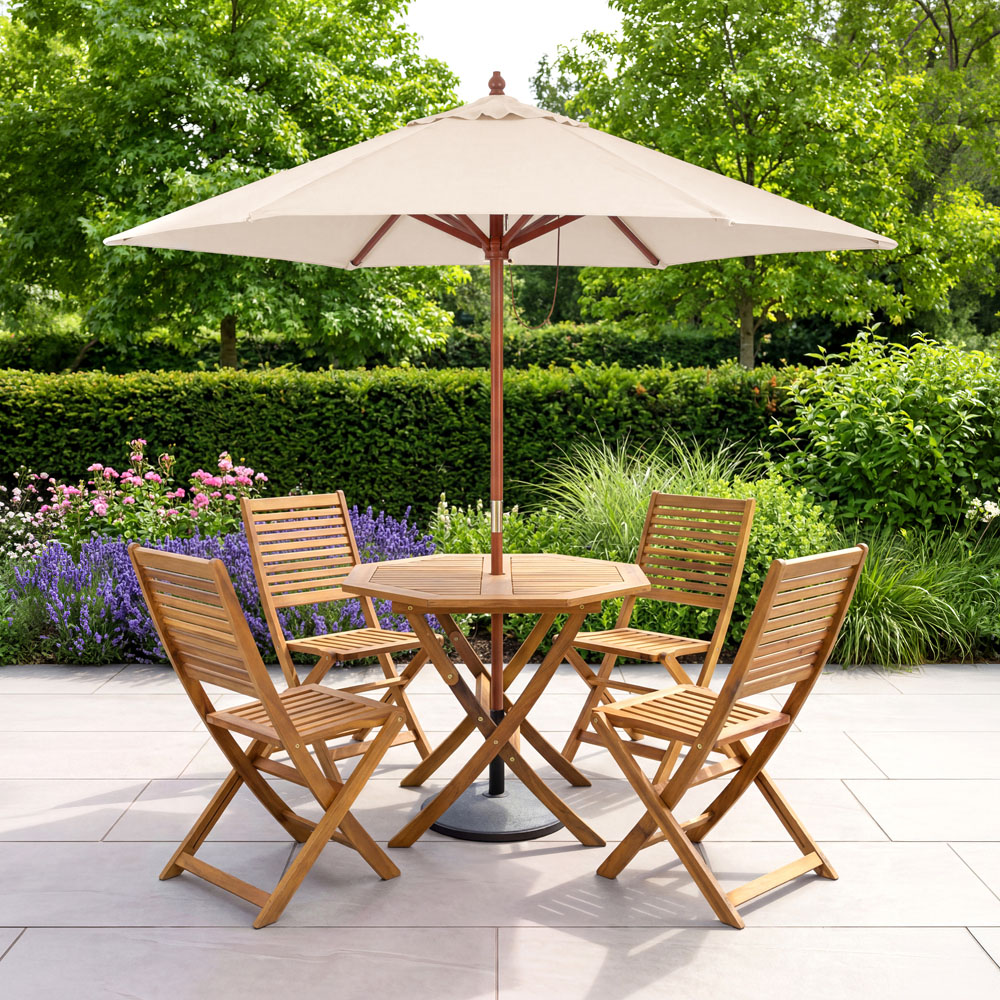 Charles Bentley Cream Wooden Parasol 2.4m Image 2