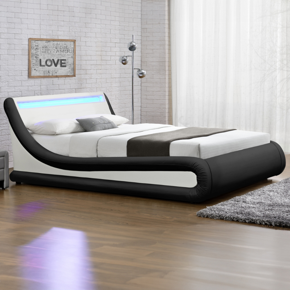 Home Detail Galaxy King Size Black And White Faux Leather Ottoman Bed Frame Image 1