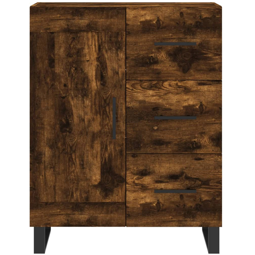 vidaXL Single Door 3 Drawer Smoked Oak Sideboard Image 5