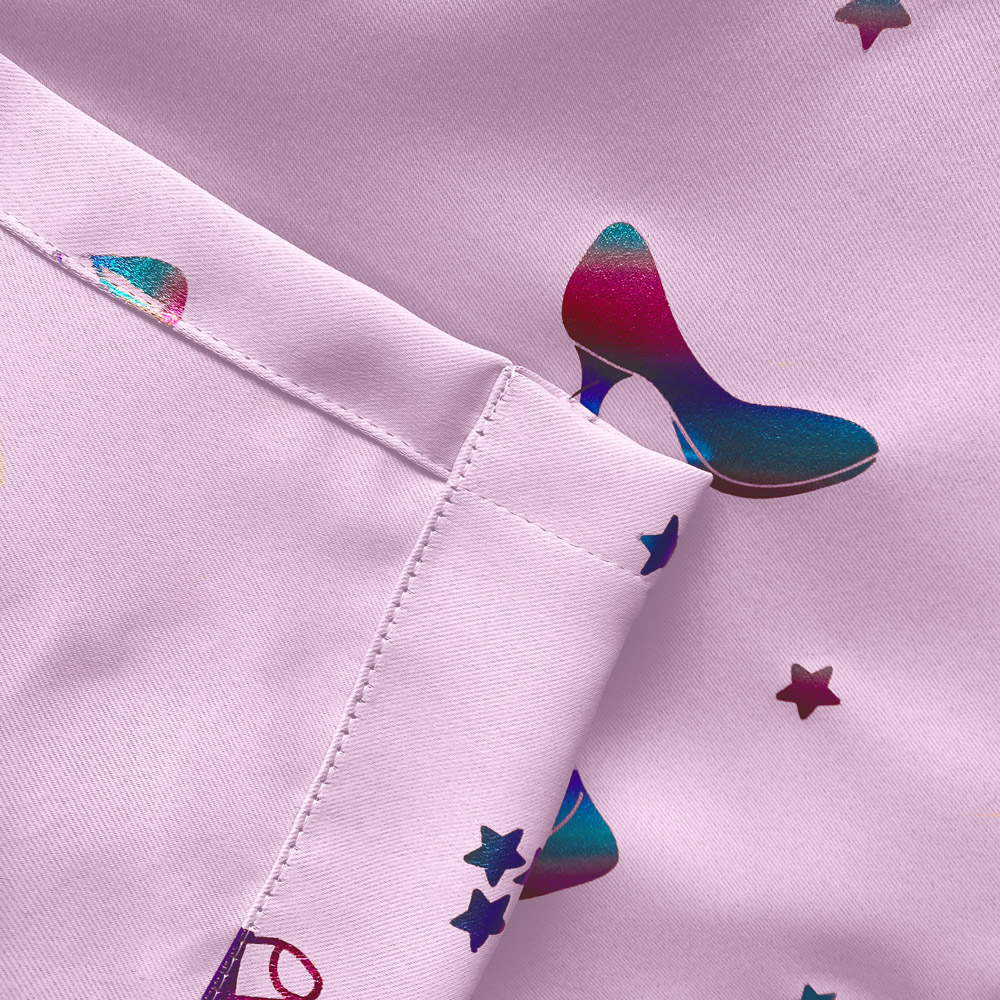 Enhanced Living Charm Pink Metallic Print Kids Thermal Darkening Eyelet Curtains 168 x 137cm Image 4