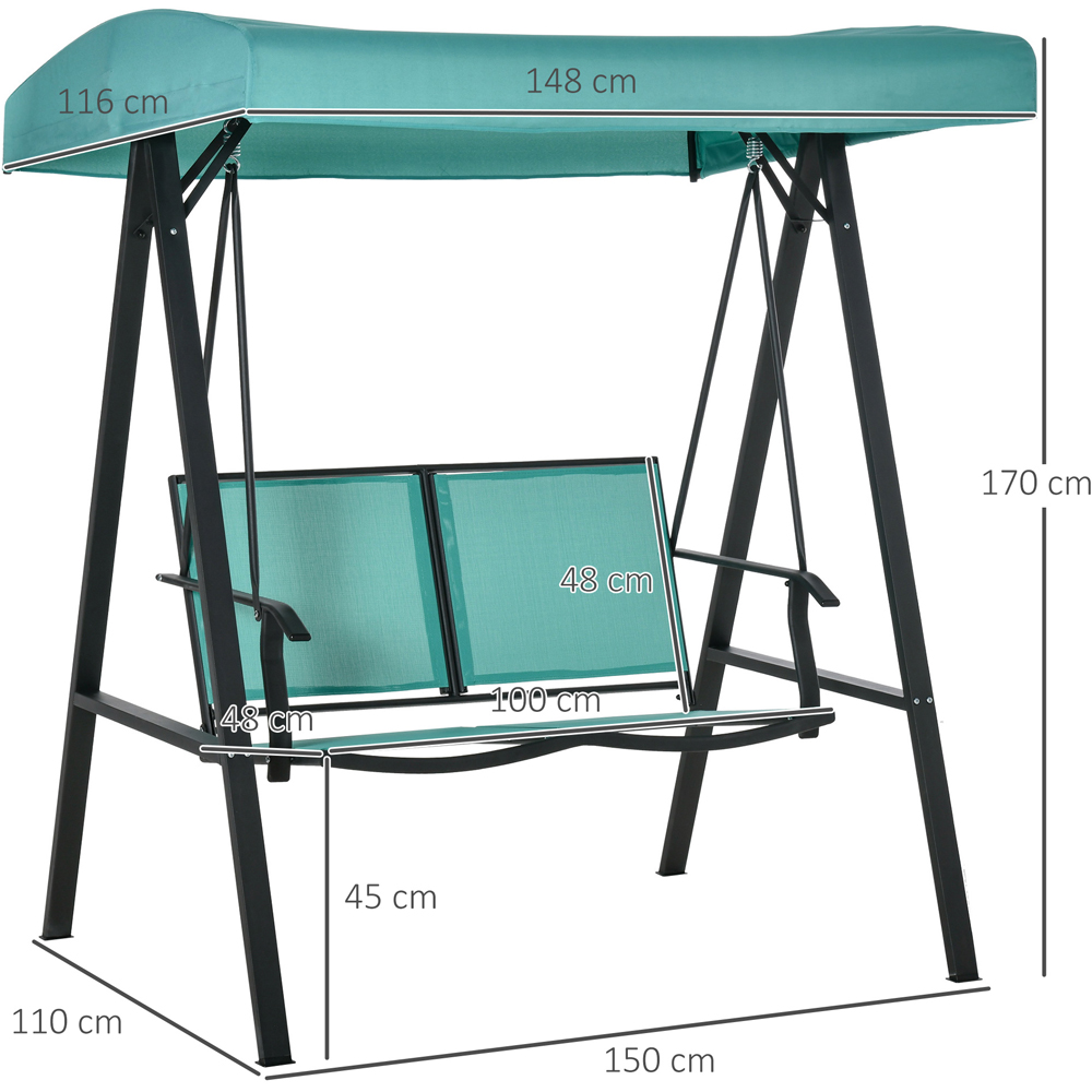 Outsunny 2 Seater Lake Blue Swing Chair with Canopy Image 7