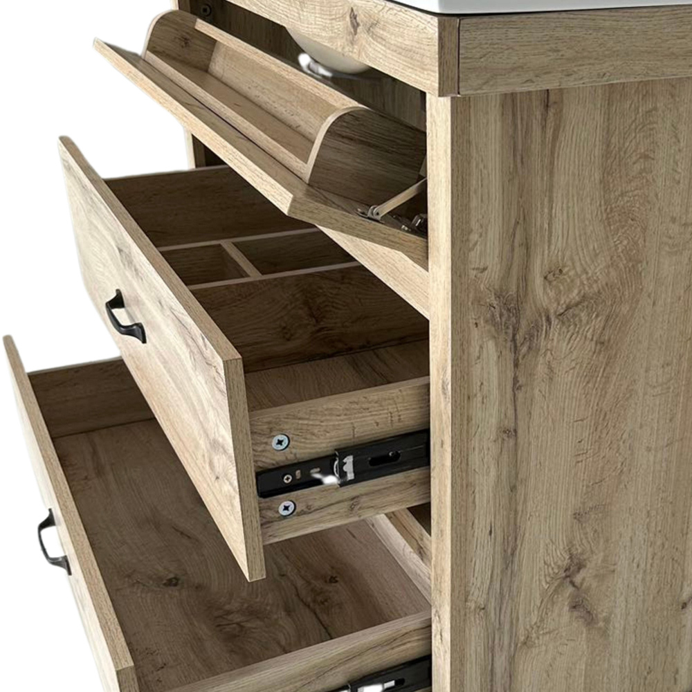 Teamson Home Donovan Single Door 2 Drawer Light Oak Vanity with White Sink Image 5