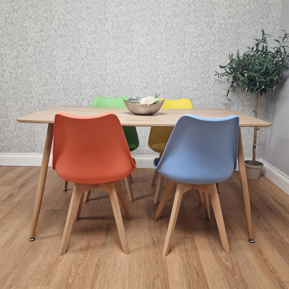 Kosy Koala 4 Seater Wood Effect Faux Leather Dining Set Multicolour Image 6