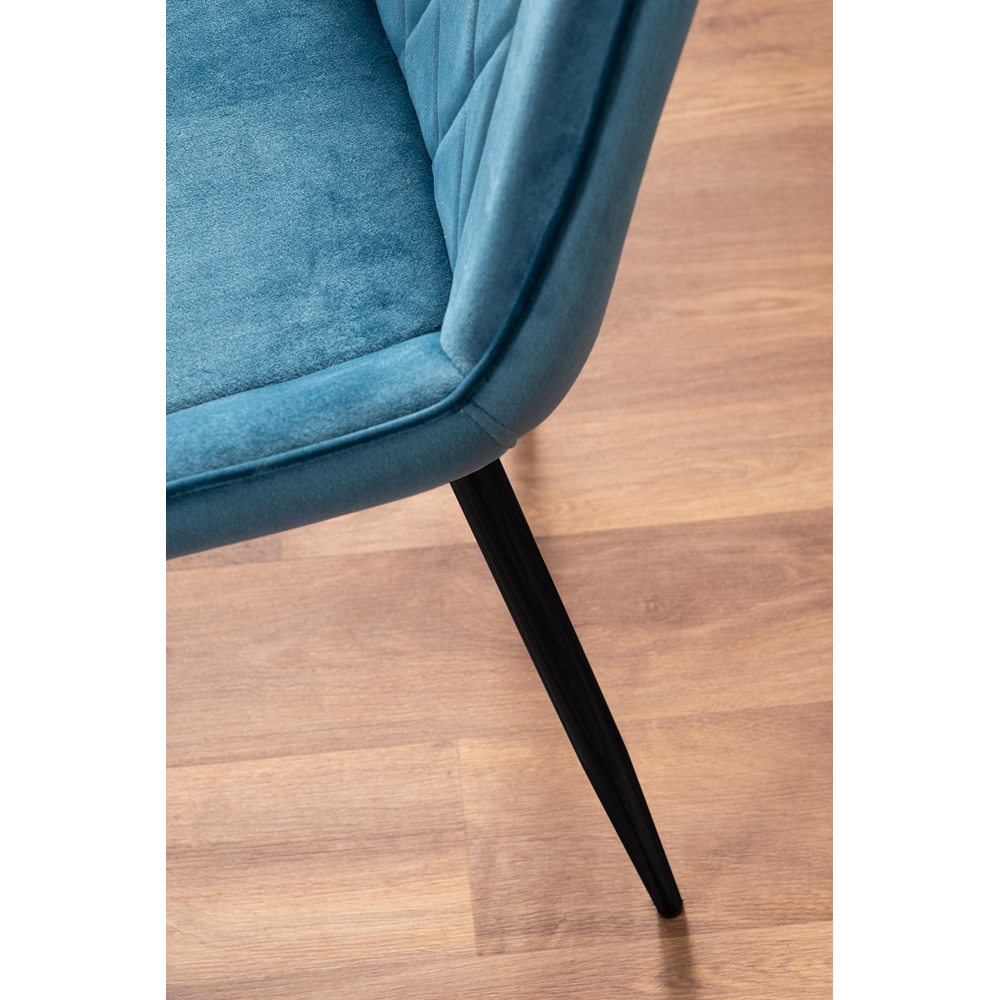Furniturebox Cesano Set of 2 Blue and Black Velvet Dining Chair Image 8
