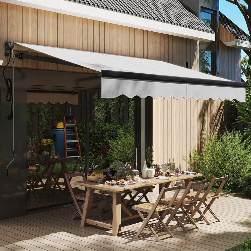 Outsunny 3.5 x 2.5m Light Grey Electric Retractable Awning Image 1