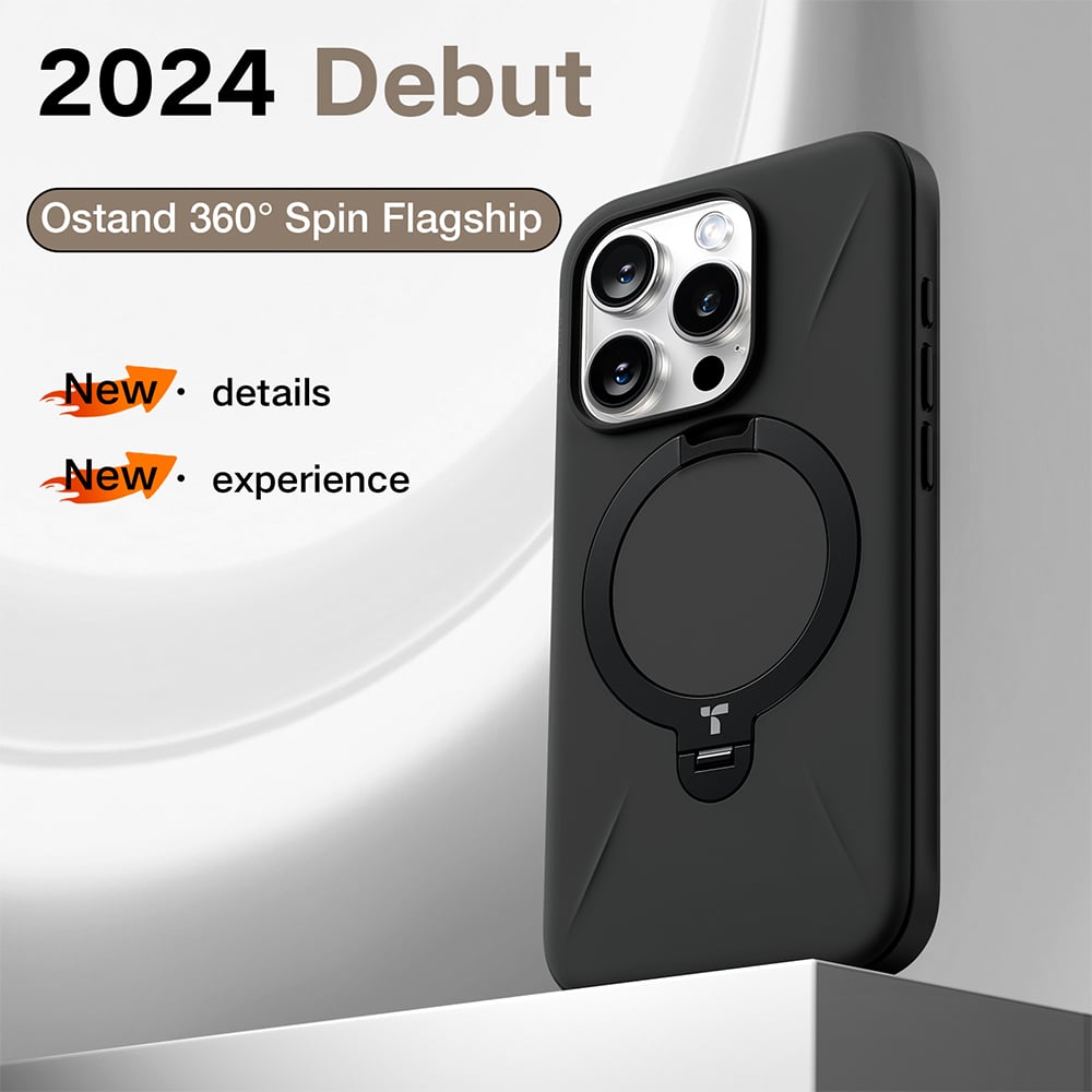 Torras Ostand Spin Black iPhone 16 Pro Fusion Phone Case Image 4