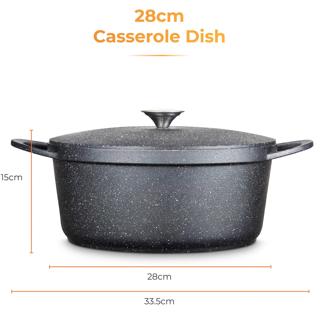 Tower Precision 28cm Black Cast Aluminium Non-Stick Casserole Dish with Lid Image 9