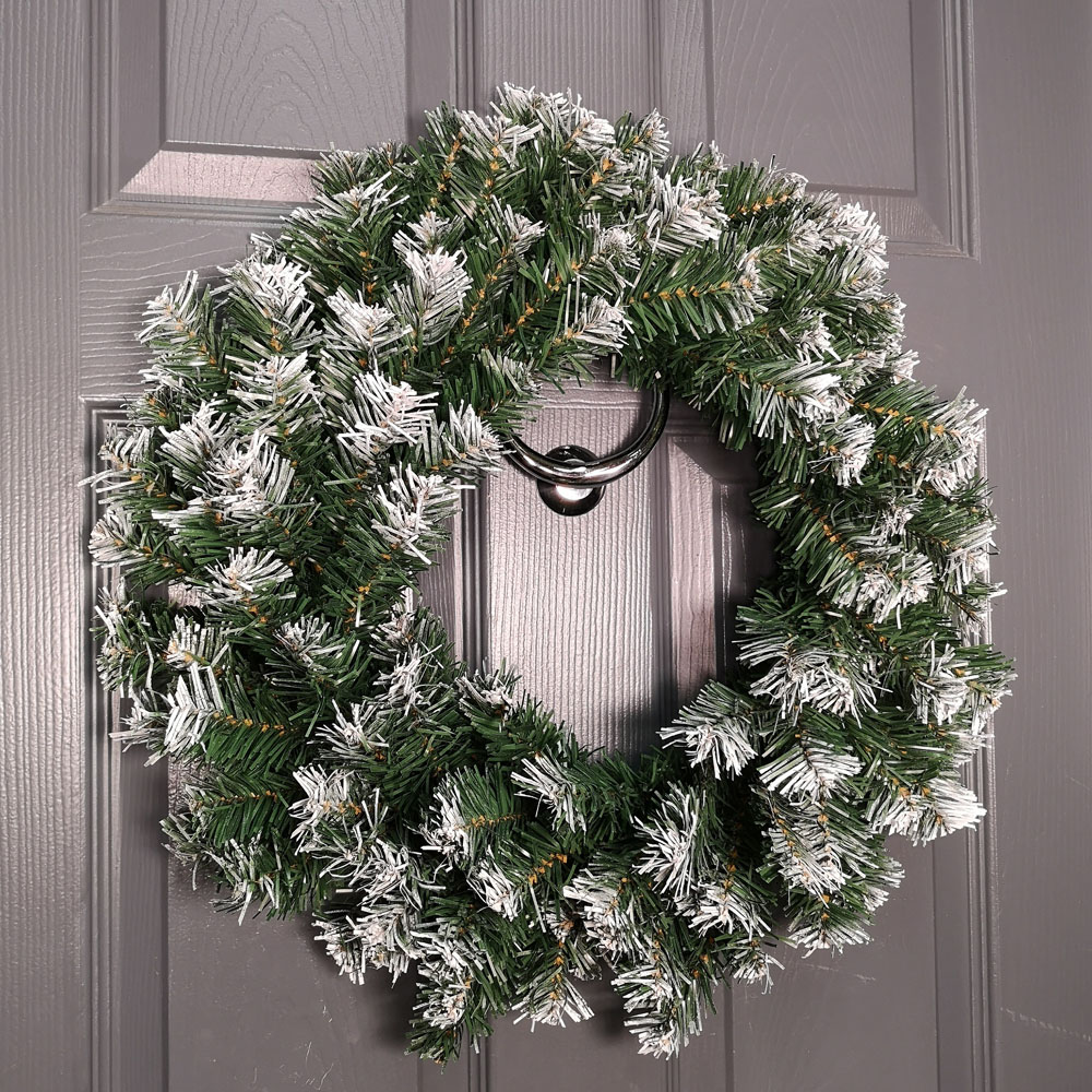 Samuel Alexander Premier Snow Tipped Green Pine PVC Christmas Door Wreath 55cm Image 5