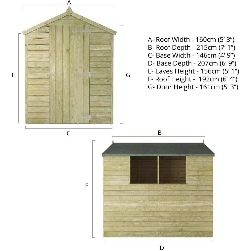 Mercia 7 x 5ft Overlap Apex Shed Image 9