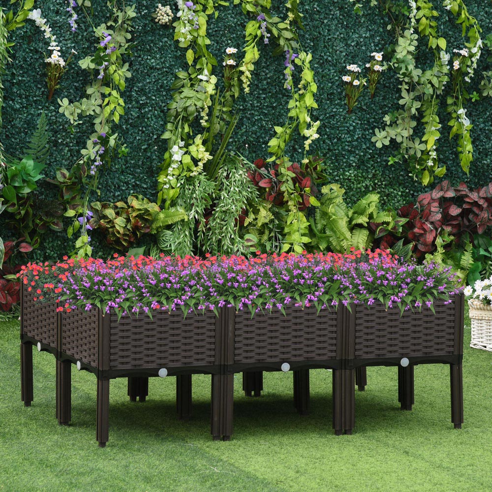 Outsunny Brown Raised Flower Bed 44 x 40 x 40cm Image 2