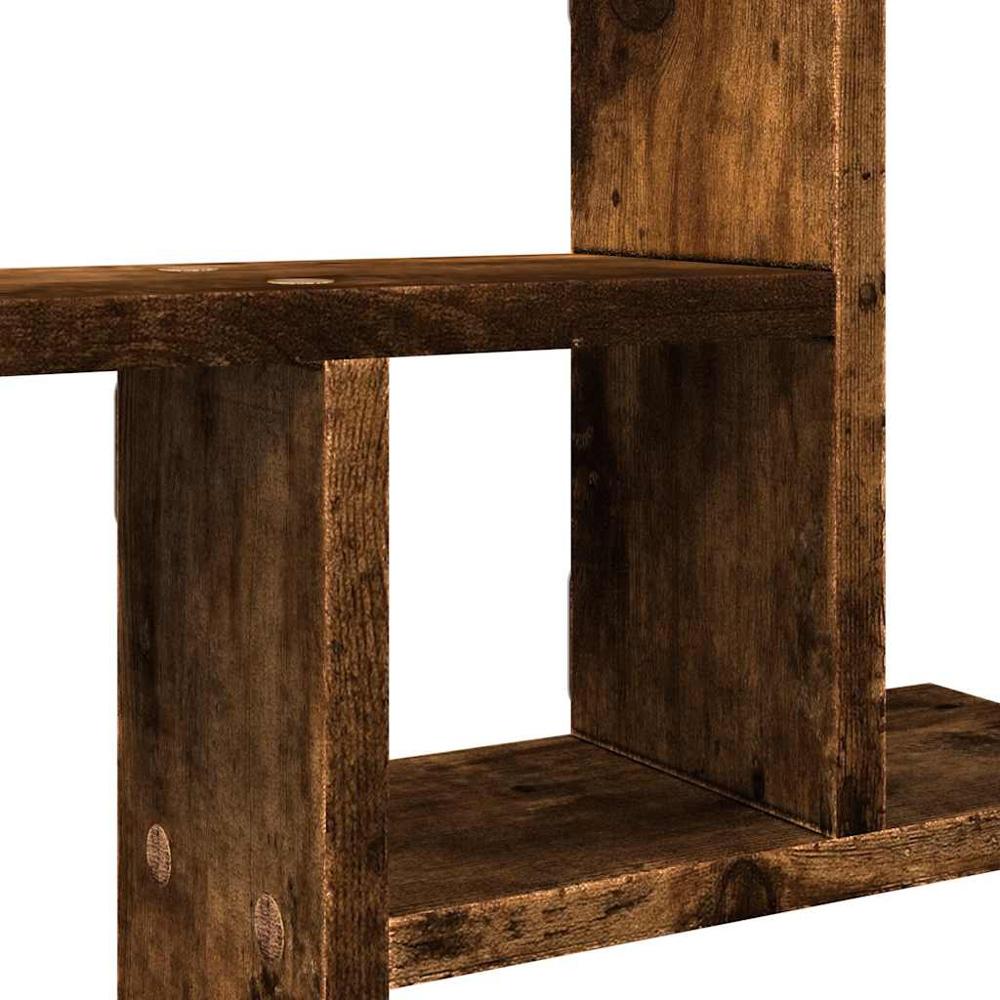 vidaXL 3 Shelf Smoked Oak Wall Shelf Set of 2 Image 7