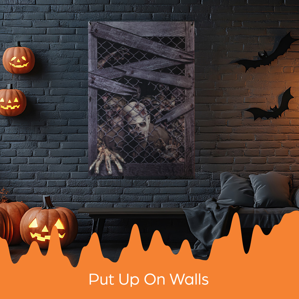 Benross Creepy Zombie Halloween Window Backdrop 120cm Image 2