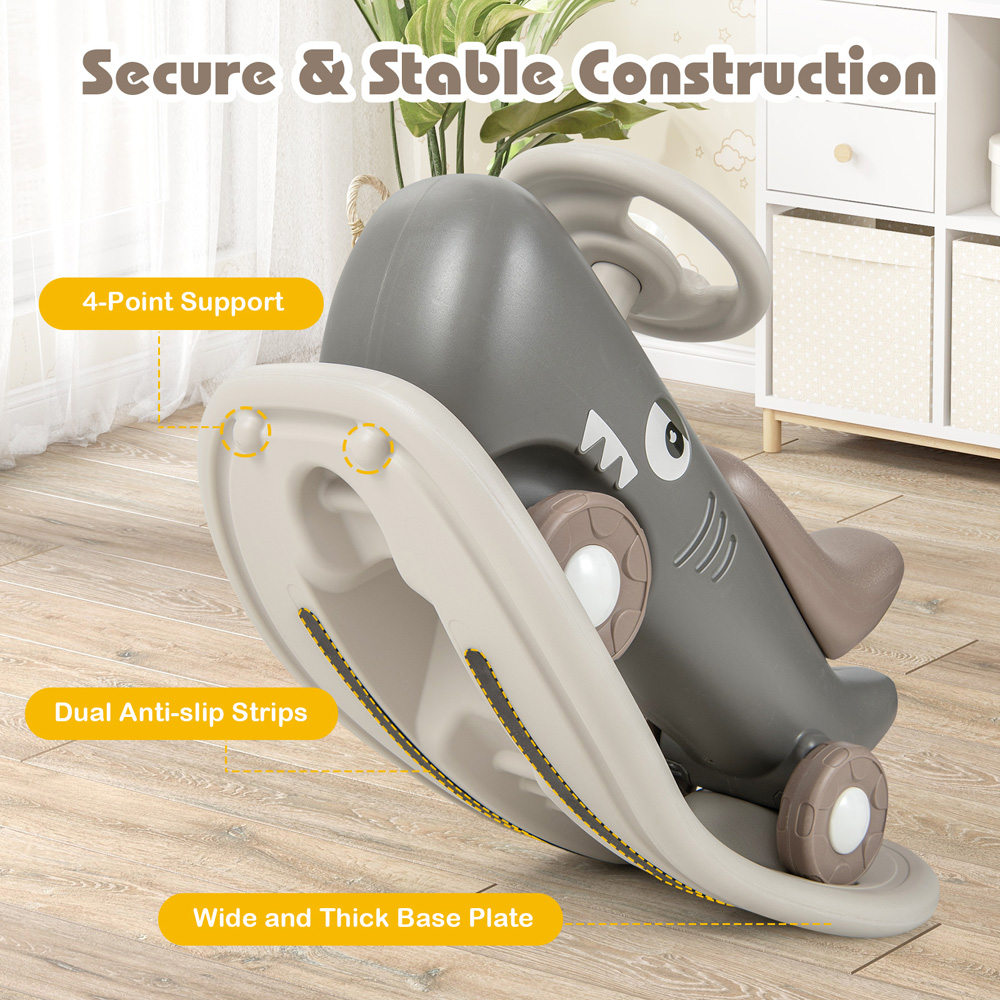 Costway Kids Grey 3 in 1 Convertible Rocking Horse Image 6