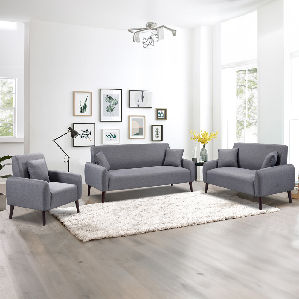 Brooklyn 6 Seater Grey Linen Sofa Set Image 1
