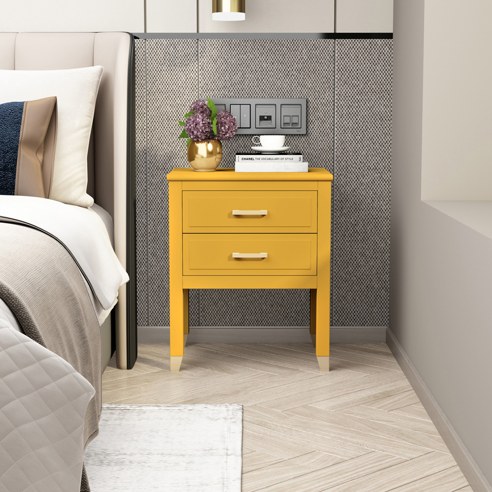 Palazzi 2 Drawer Mustard Bedside Table Image 8