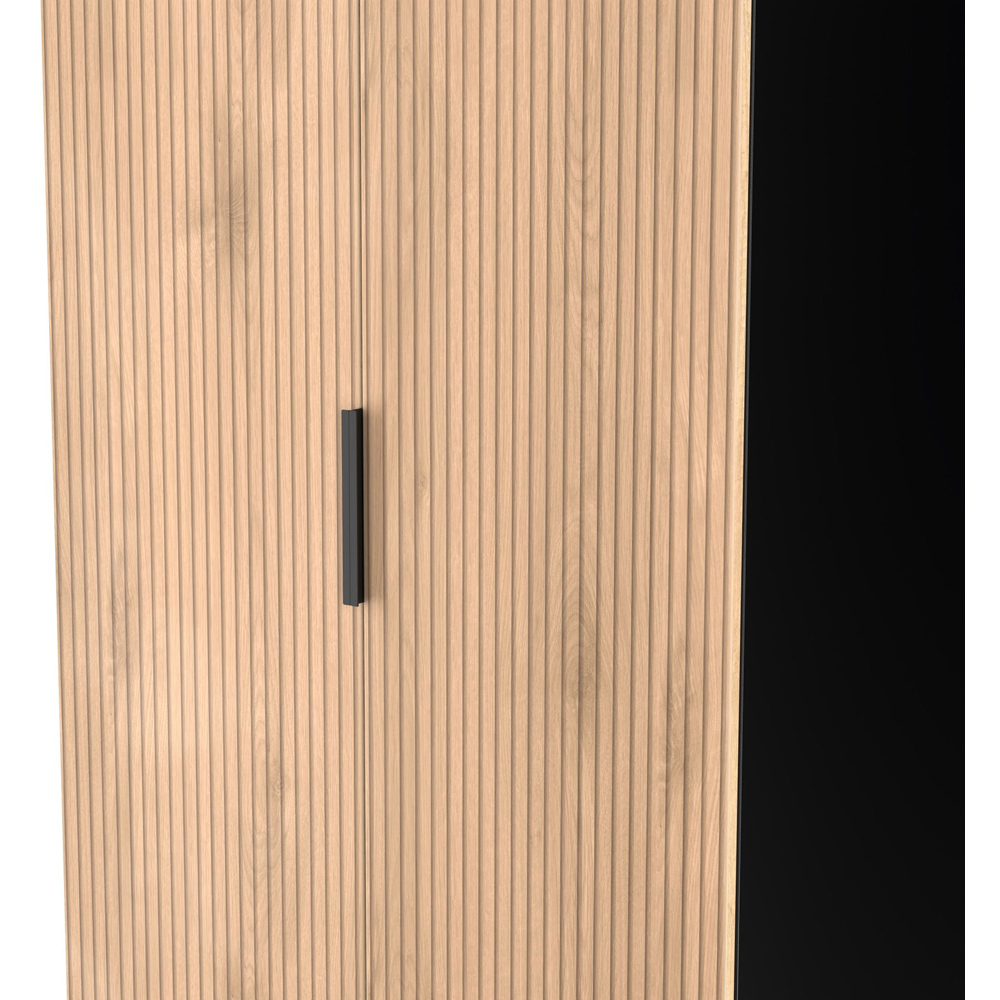 Crowndale Java 2 Door 2 Drawer Slatt Effect and Black Tall Wardrobe Ready Assembled Image 5