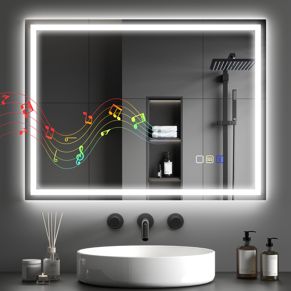 HOMCOM Bluetooth Frameless LED Bathroom Mirror with Demister Pad 60 x 80cm Image 2
