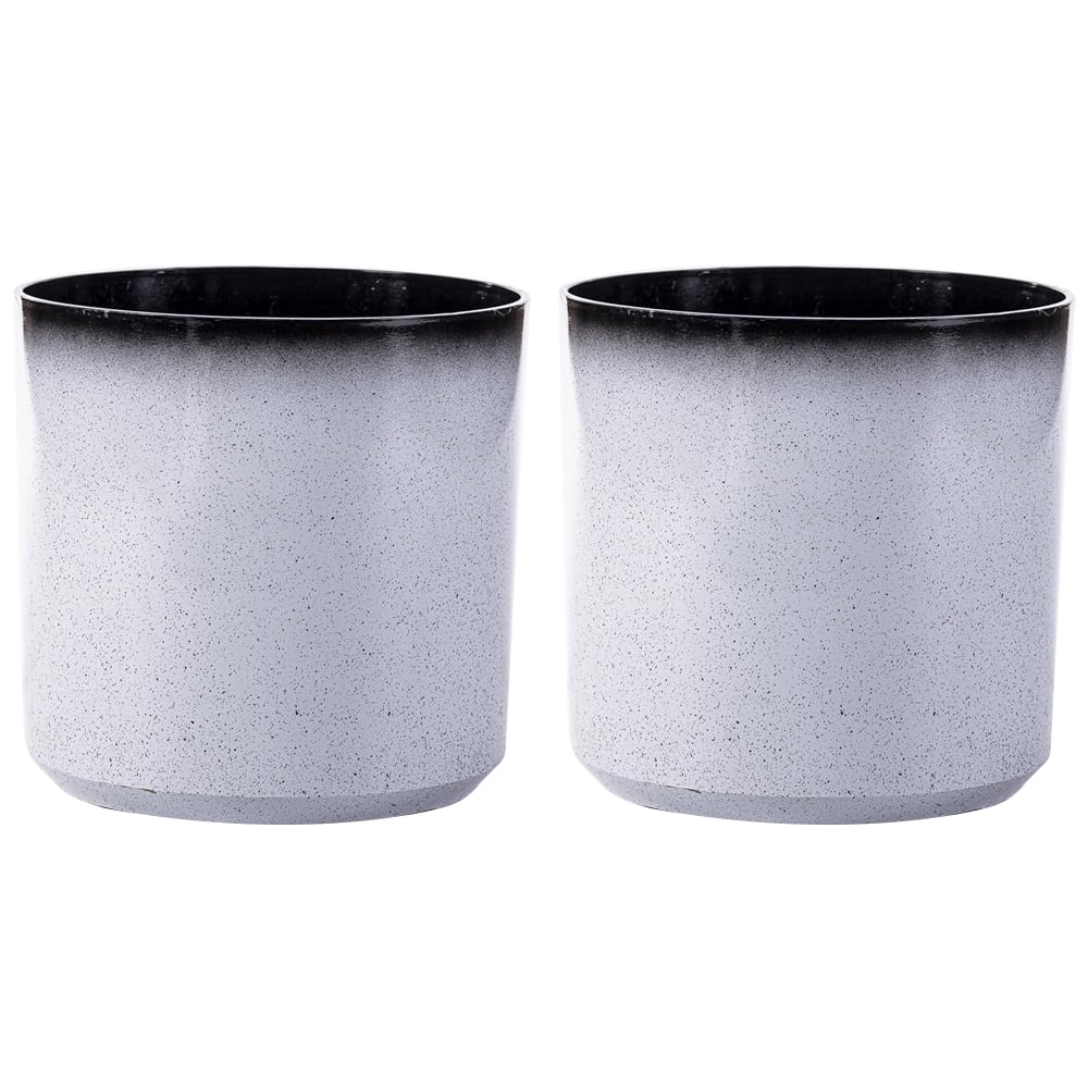 Garden Gear Slate Black Glazed Cylinder Planter 31cm 2 Pack Image 1