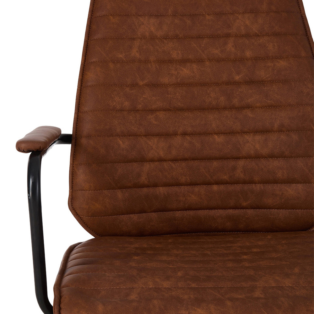 Living and Home Brown PU Leather Swivel and Adjustable High Back Retro Office Chair Image 5
