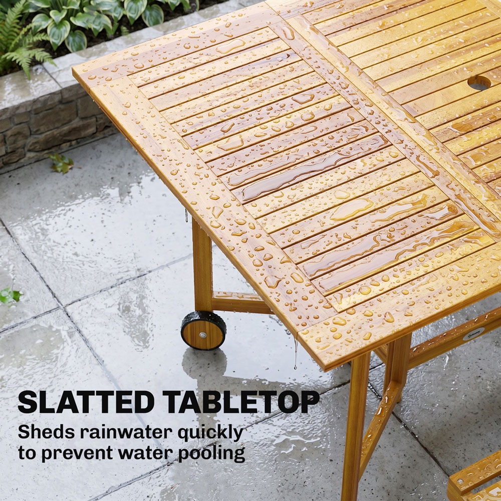 Outsunny 6 Seater Extendable Garden Dining Set Natural Image 6