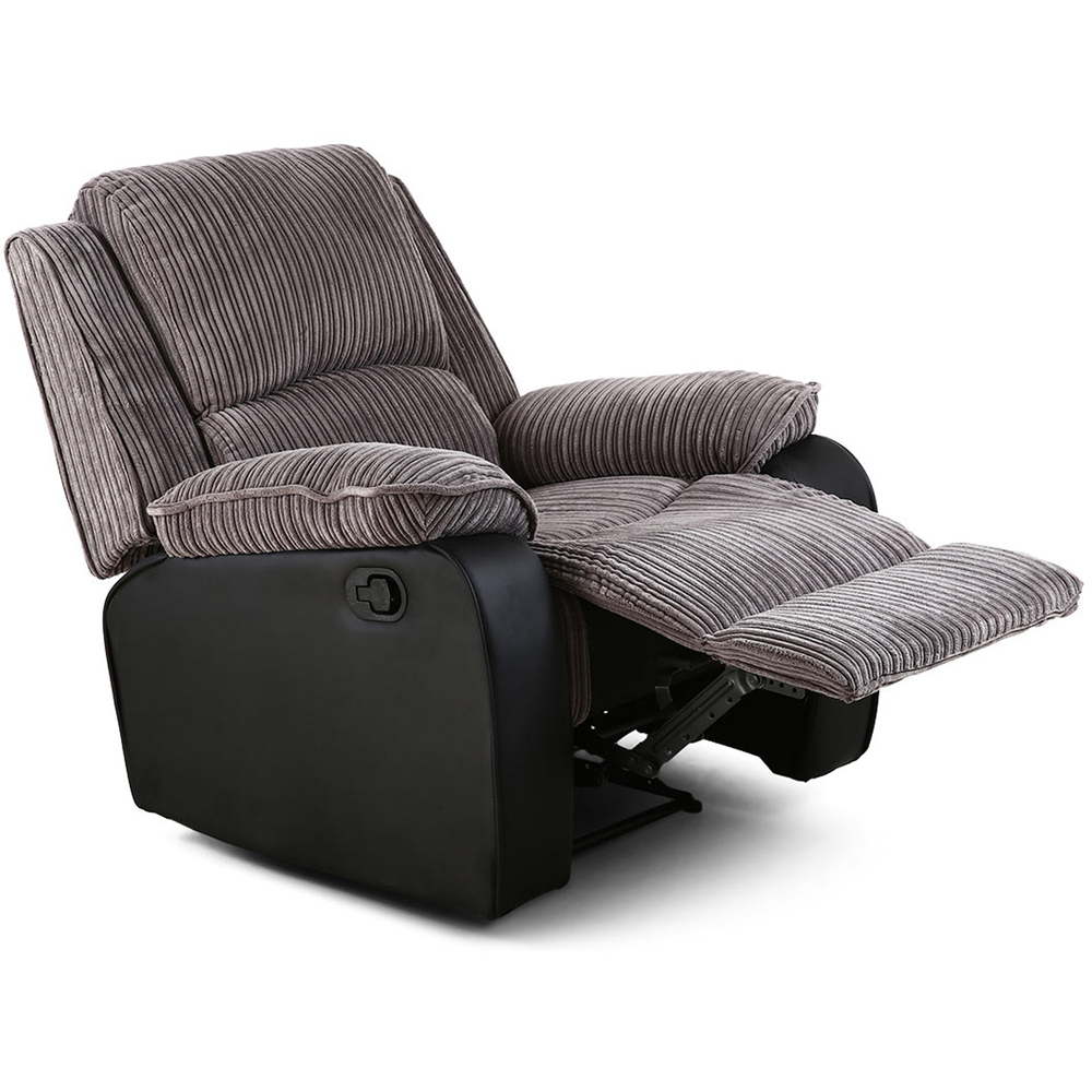 Furniture Online Postana Grey Jumbo Cord Manual Recliner Chair Image 4