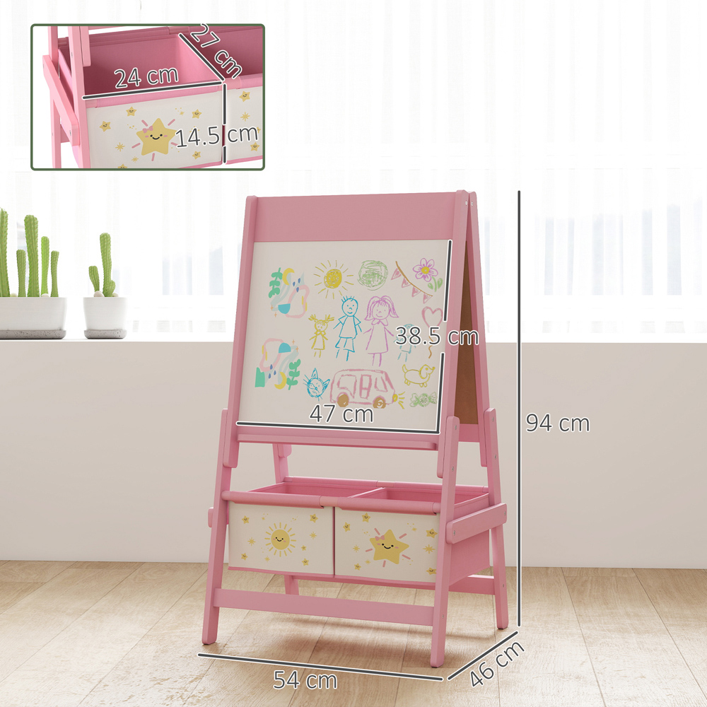 Tommy Toys 3-in-1 Kids Pink Double Sided Easel with Paper Roll and Storage Box Image 9