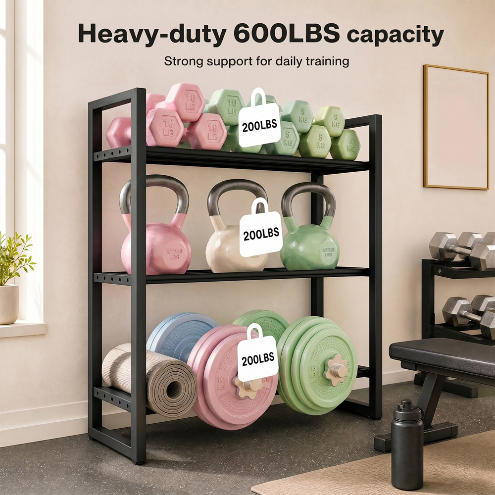 Lambu Centra 3-Tier Heavy Duty Steel Adjustable Dumbbell Rack Image 4