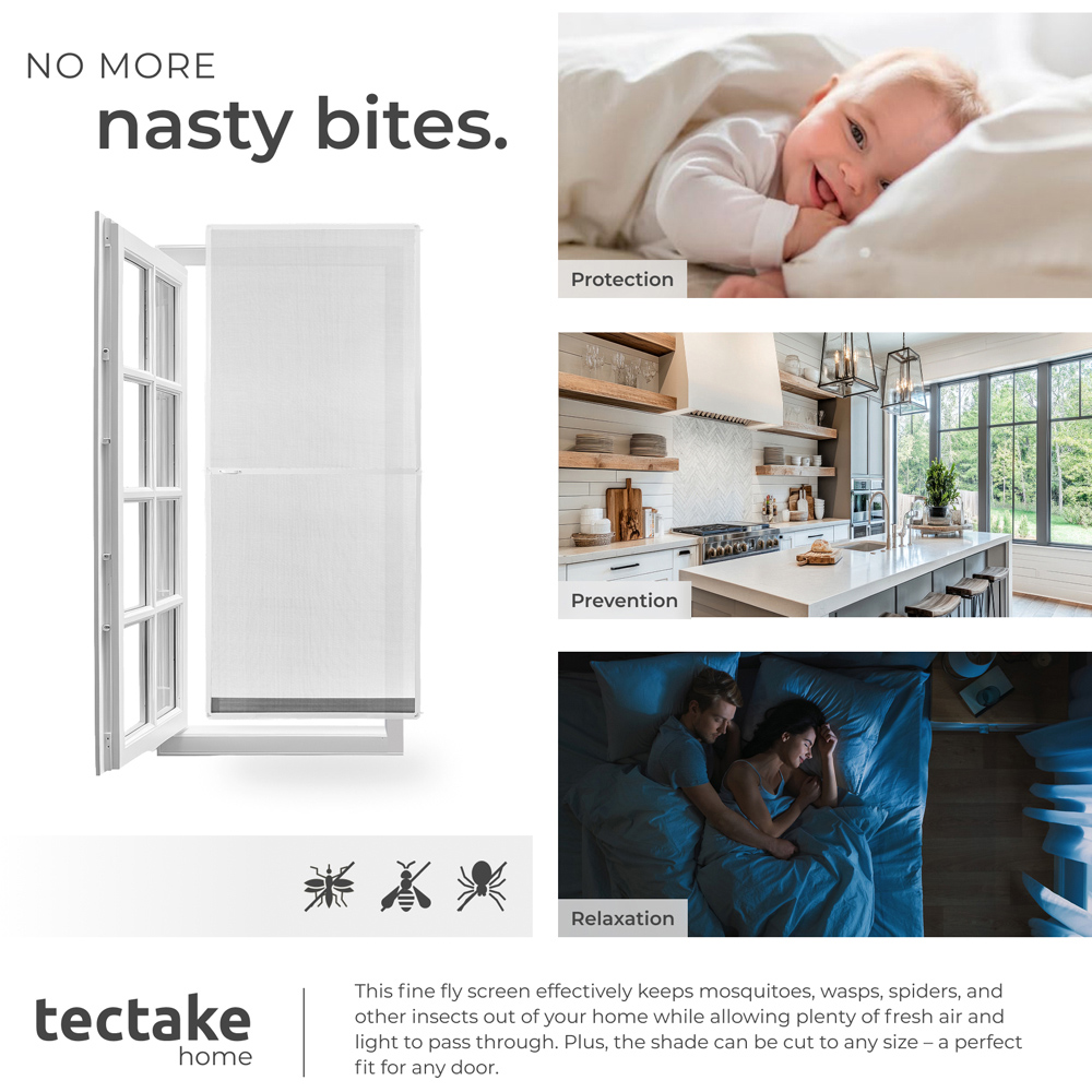 tectake White Individually Adjustable Fly Screen Door 210 x 95cm Image 7