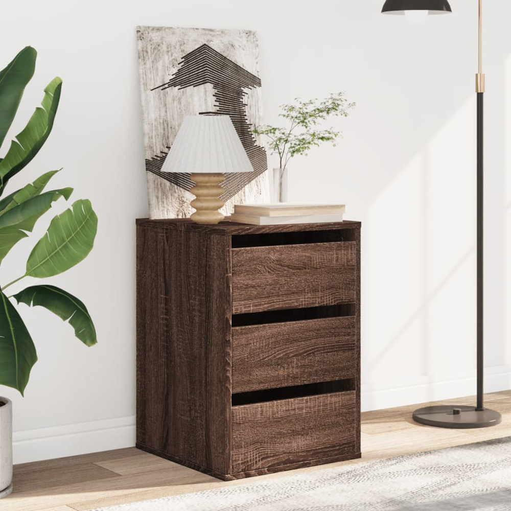 vidaXL 3 Drawer Brown Oak Wooden Chest of Drawers Image 8